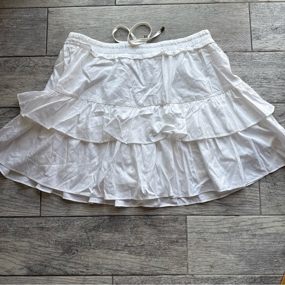 Women’s Skort XL White Tiered Fairy Cottage Coquette Festival Elastic waist - Picture 6 of 10